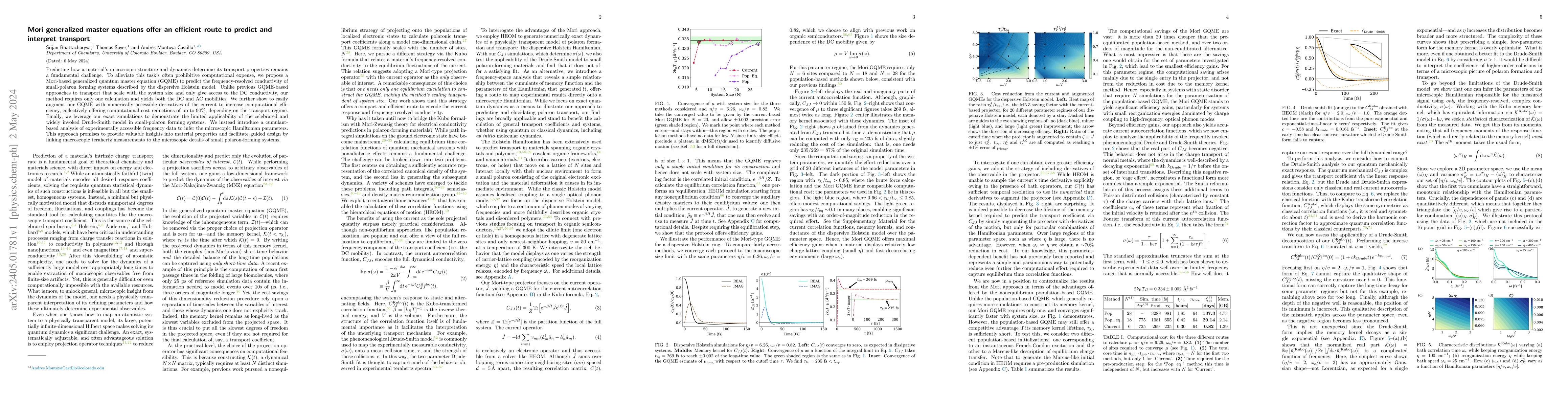 Thumbnail for Mori generalized master equations offer an efficient route to predict
  and interpret transport