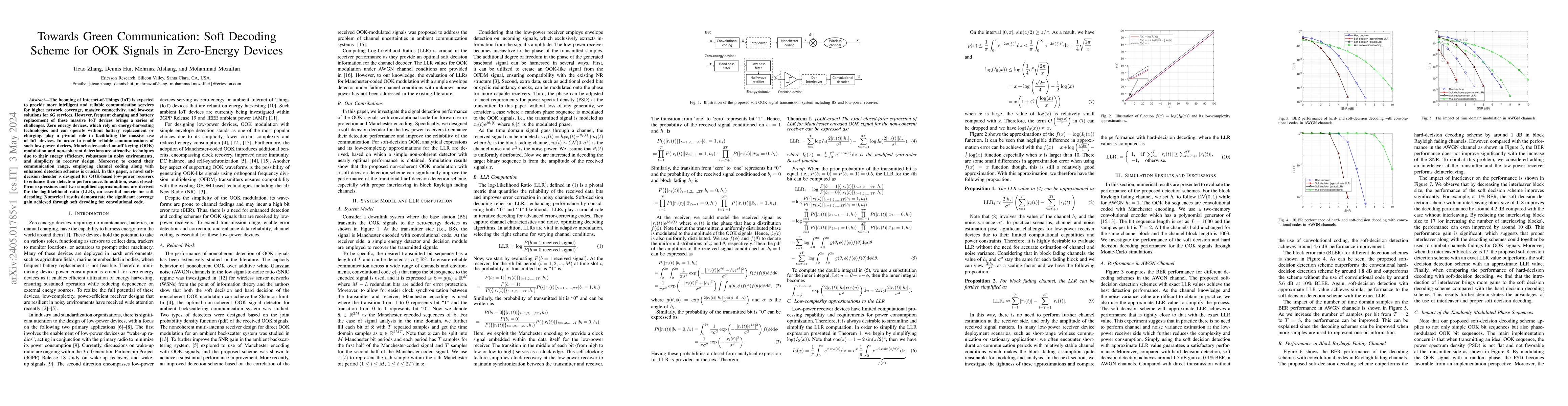 Thumbnail for Towards Green Communication: Soft Decoding Scheme for OOK Signals in
  Zero-Energy Devices