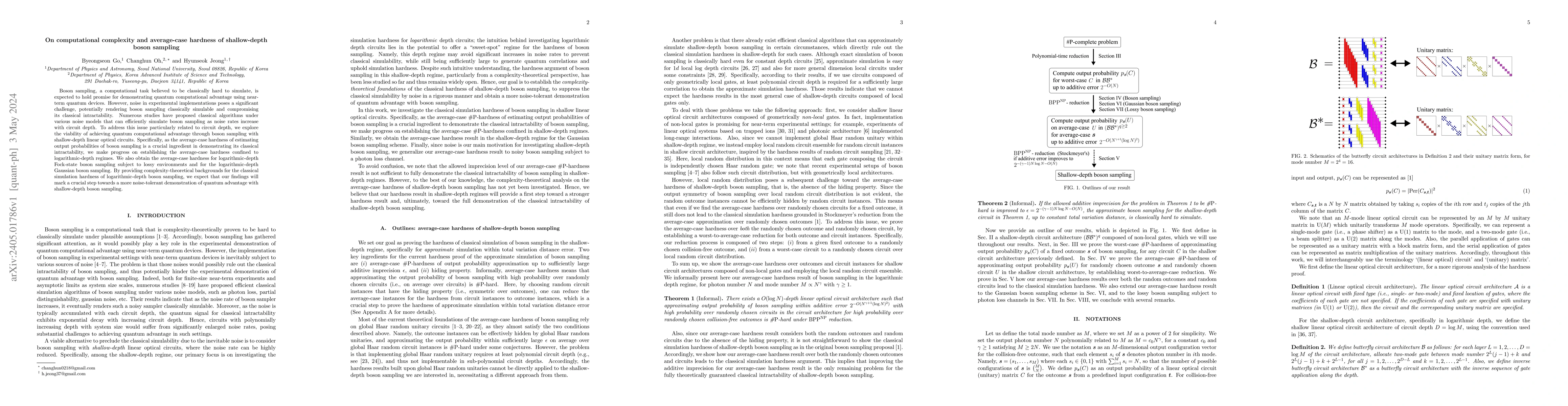 Thumbnail for On computational complexity and average-case hardness of shallow-depth
  boson sampling