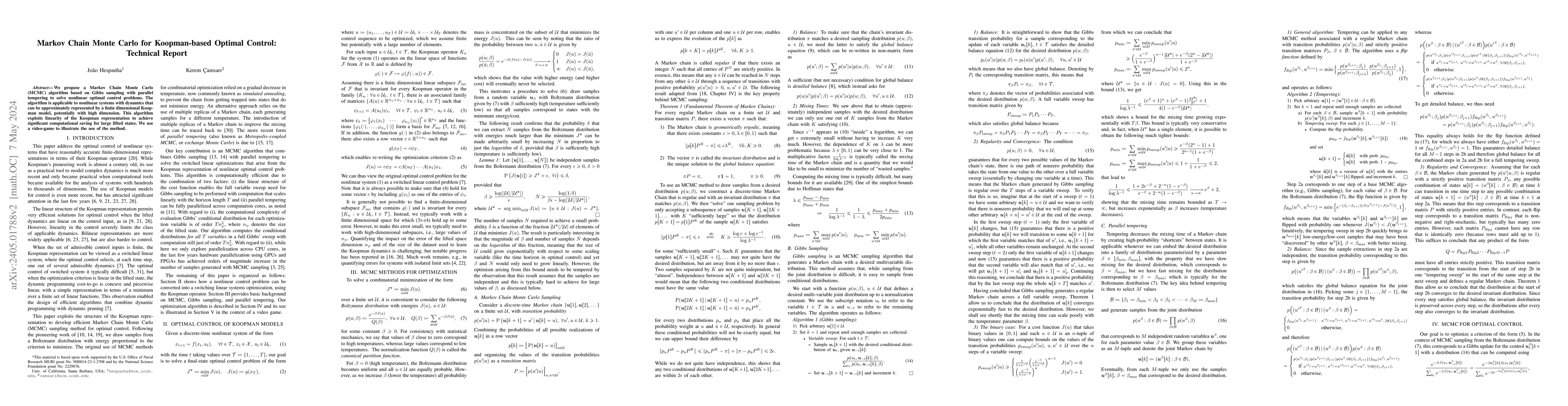 Thumbnail for Markov Chain Monte Carlo for Koopman-based Optimal Control: Technical
  Report
