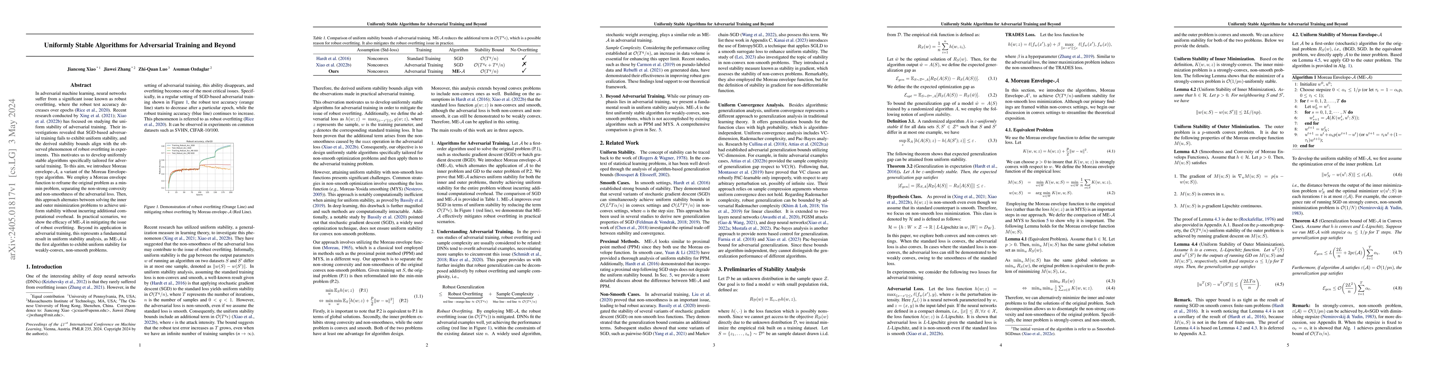 Thumbnail for Uniformly Stable Algorithms for Adversarial Training and Beyond