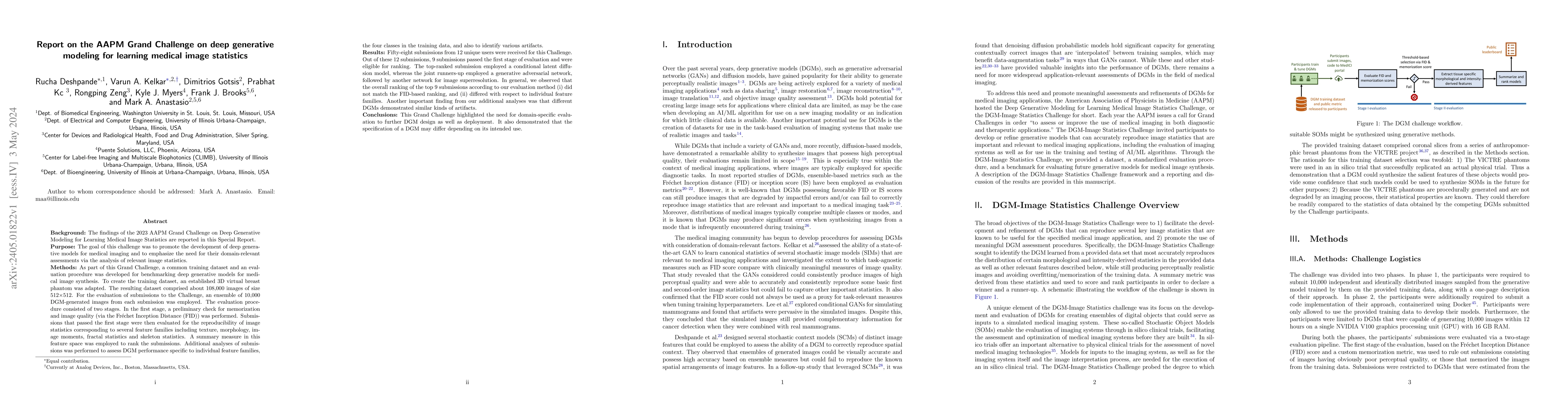 Thumbnail for Report on the AAPM Grand Challenge on deep generative modeling for
  learning medical image statistics