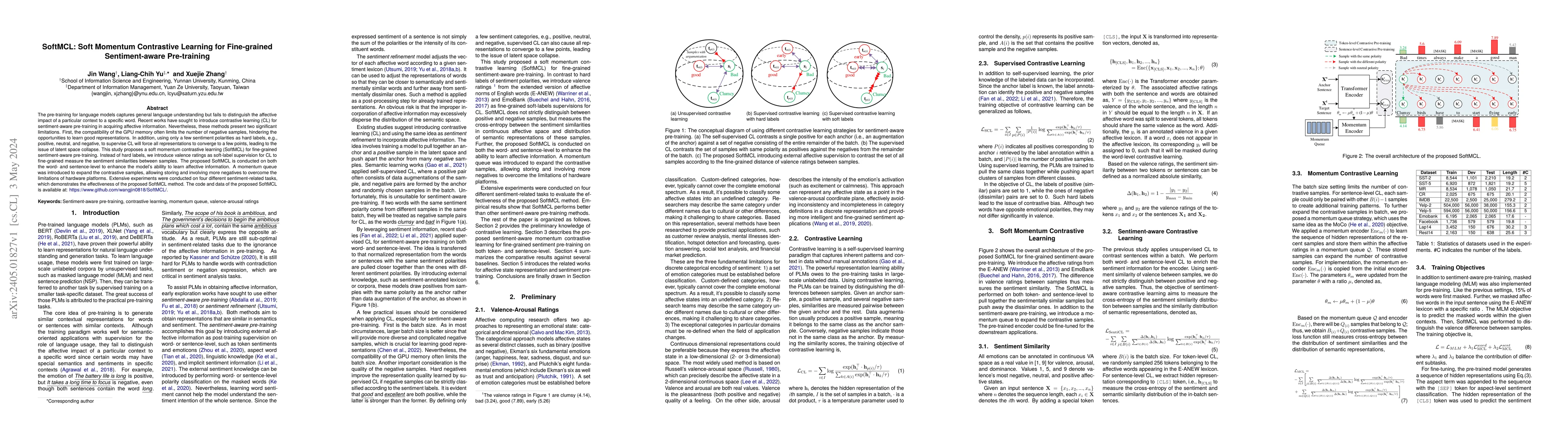 Thumbnail for SoftMCL: Soft Momentum Contrastive Learning for Fine-grained
  Sentiment-aware Pre-training