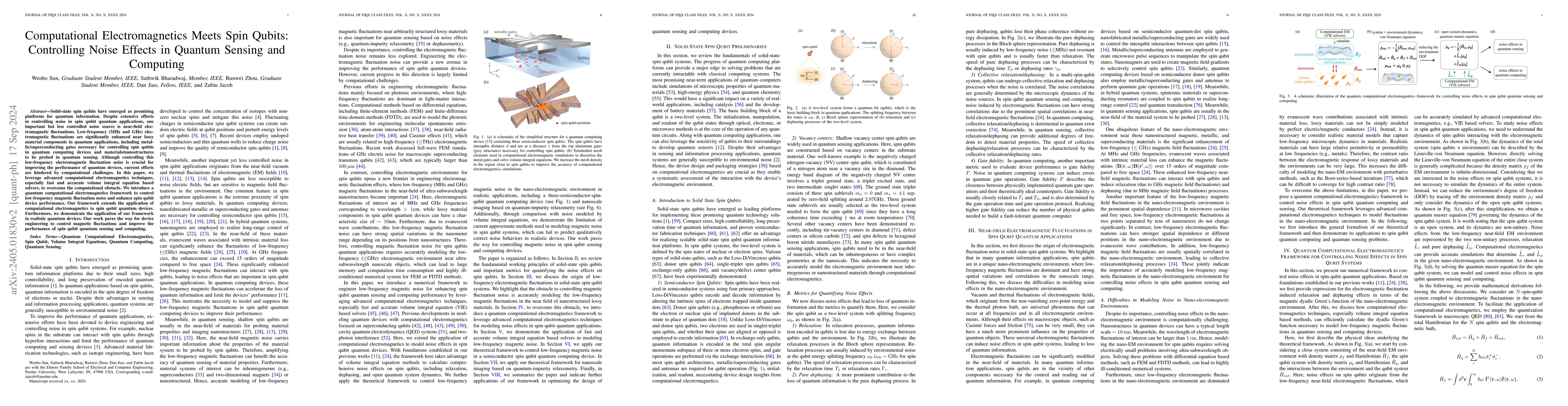 Thumbnail for Computational Electromagnetics Meets Spin Qubits: Controlling Noise
  Effects in Quantum Sensing and Computing