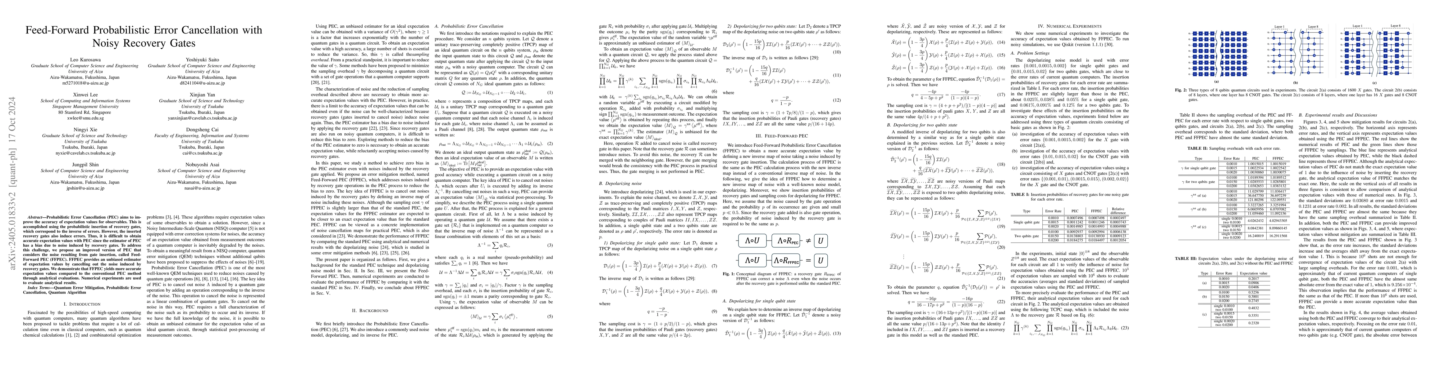Thumbnail for Feed-Forward Probabilistic Error Cancellation with Noisy Recovery Gates