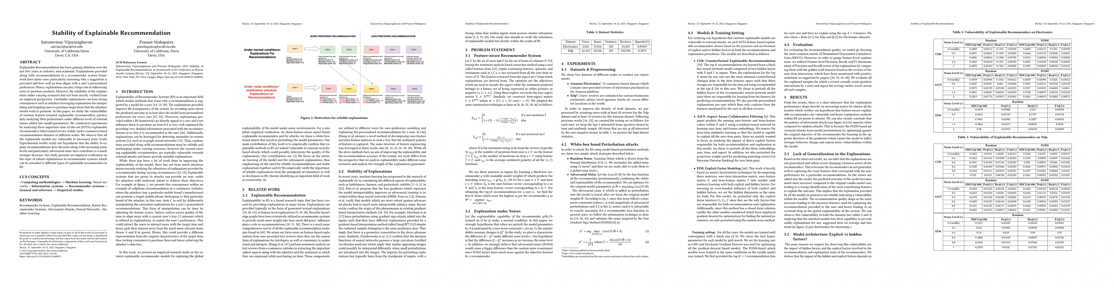 Thumbnail for Stability of Explainable Recommendation