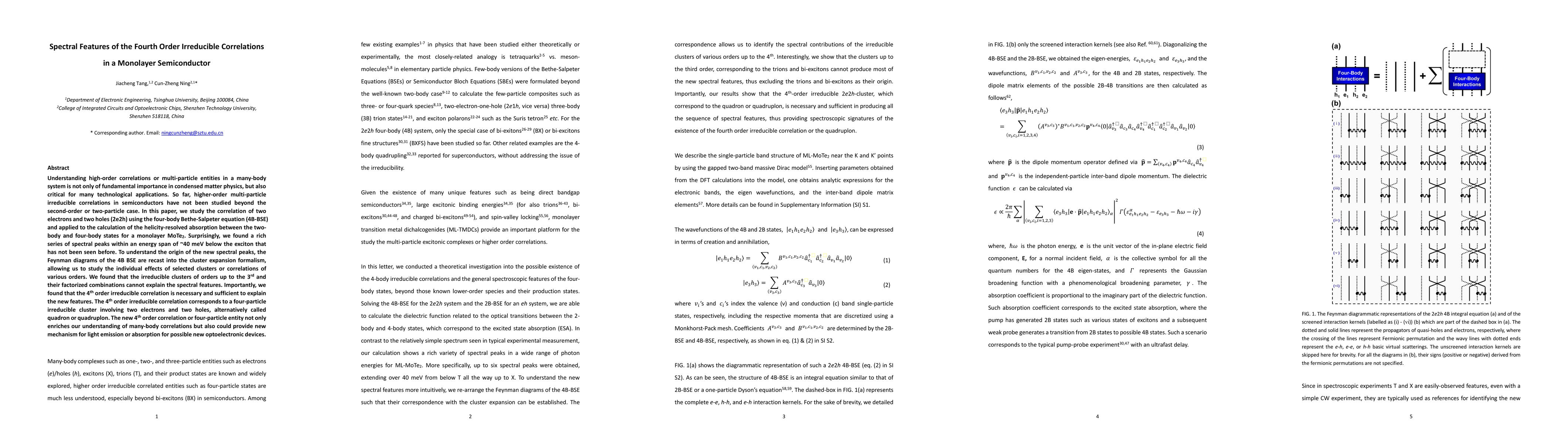 Thumbnail for Spectral Features of the Fourth Order Irreducible Correlations in a
  Monolayer Semiconductor