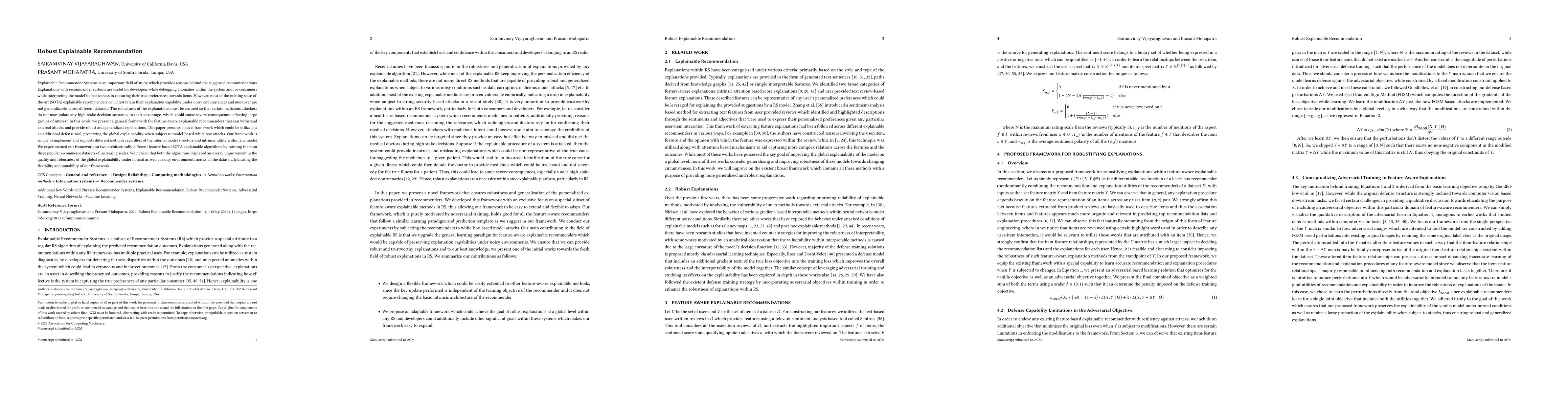 Thumbnail for Robust Explainable Recommendation
