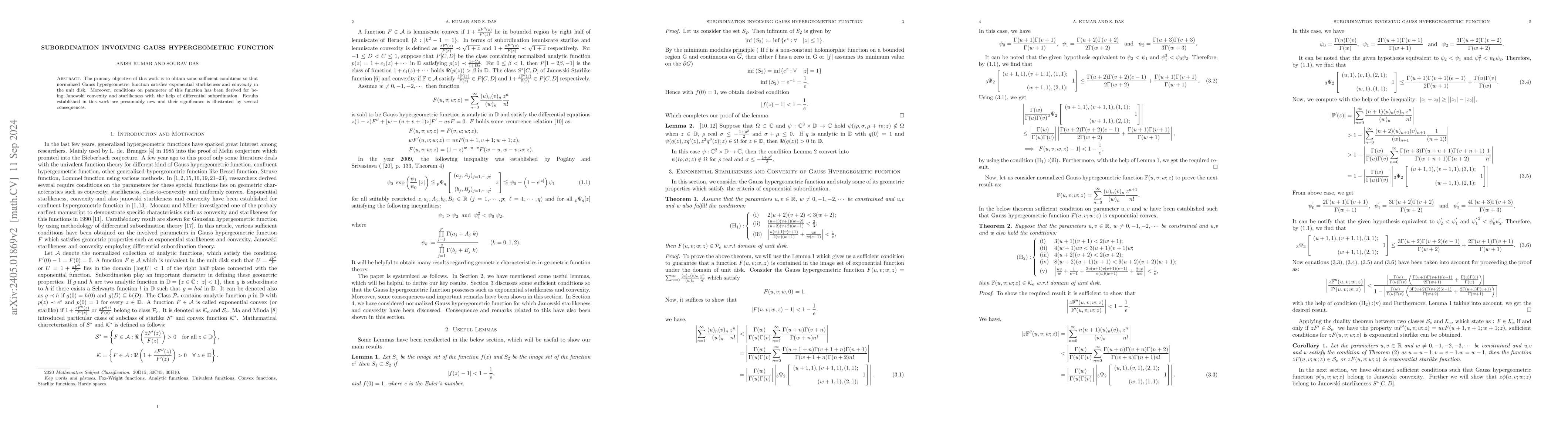 Thumbnail for Subordination Involving Gauss Hypergeometric Function