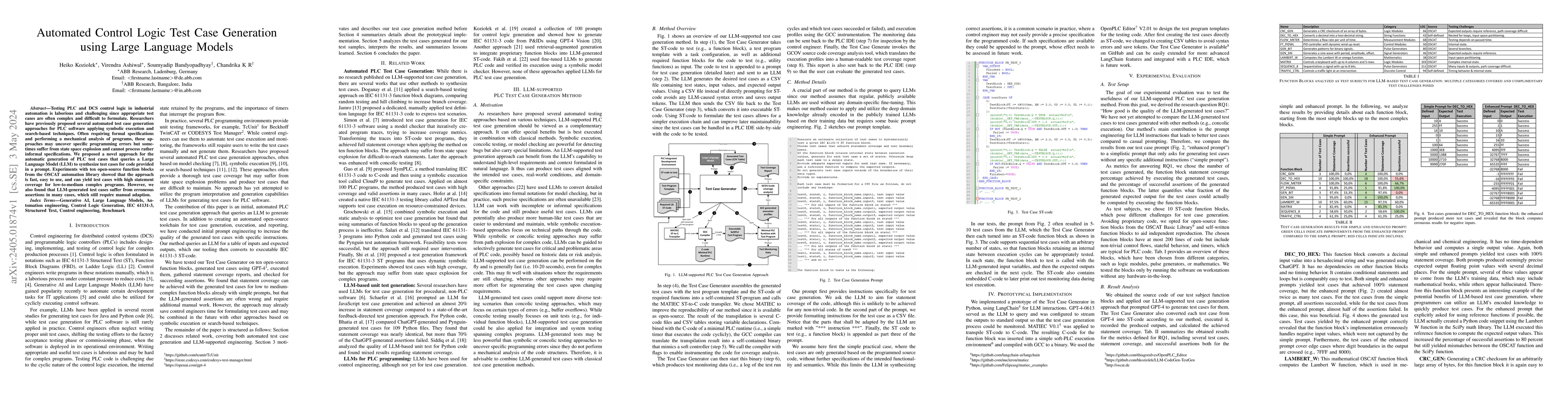 Thumbnail for Automated Control Logic Test Case Generation using Large Language Models