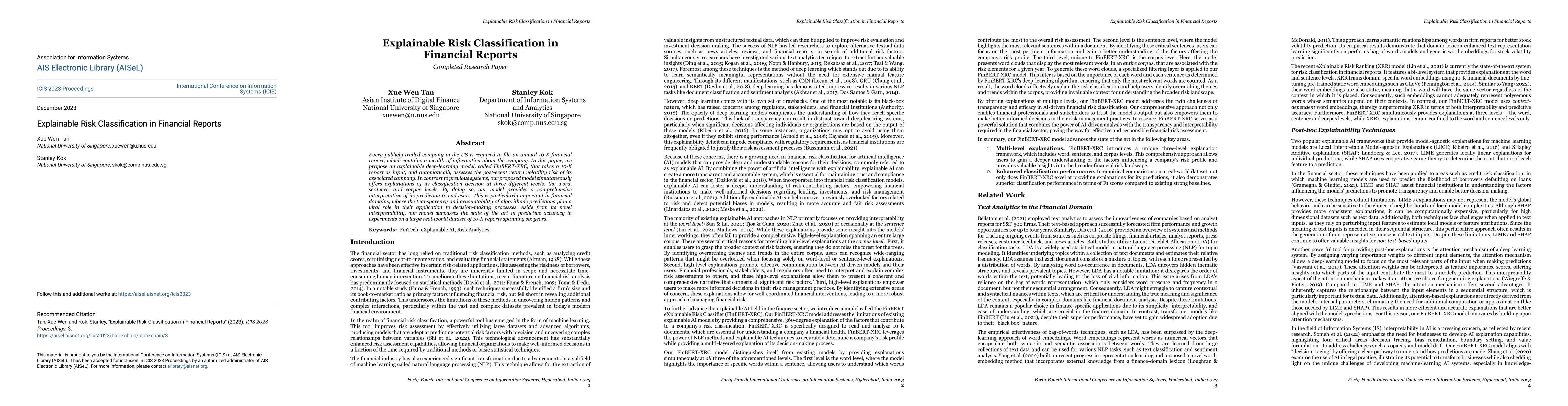 Thumbnail for Explainable Risk Classification in Financial Reports