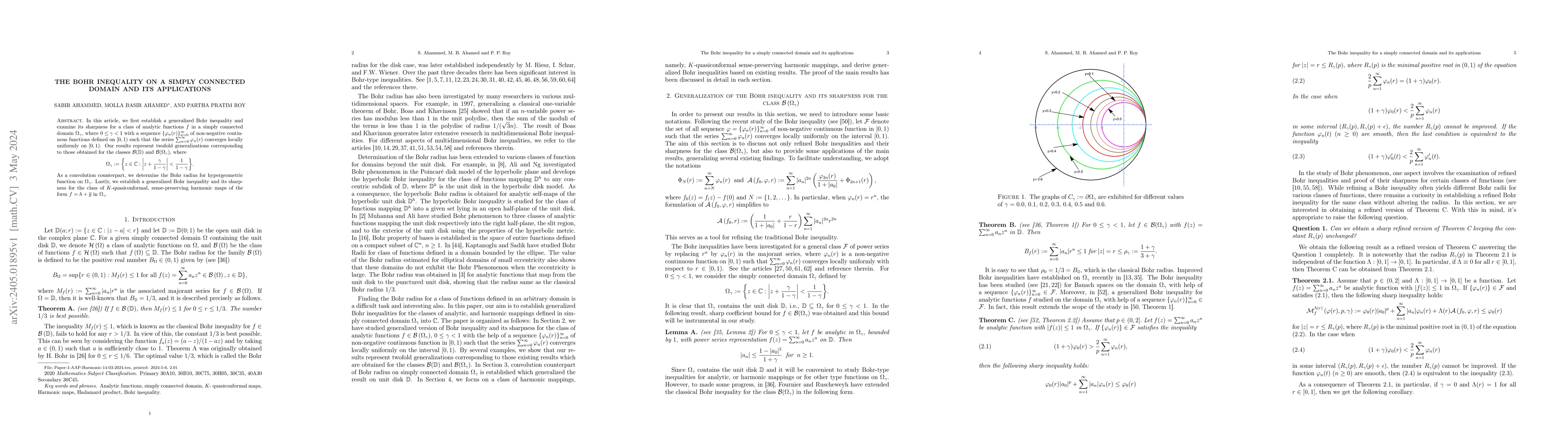 Thumbnail for The Bohr inequality on a simply connected domain and its applications
