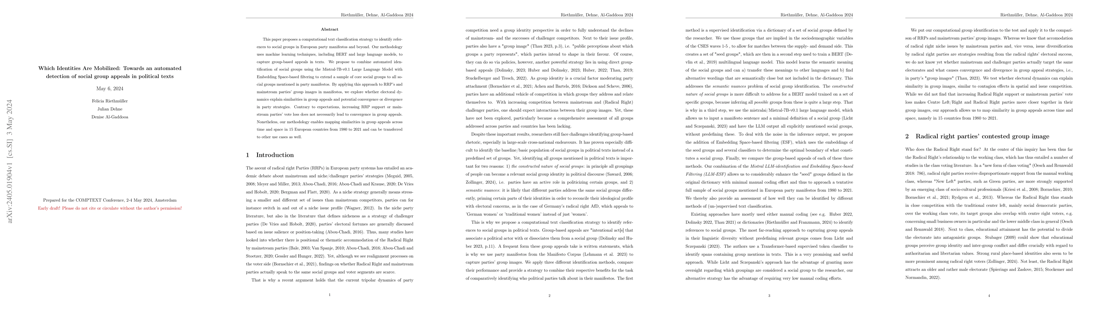 Thumbnail for Which Identities Are Mobilized: Towards an automated detection of social
  group appeals in political texts
