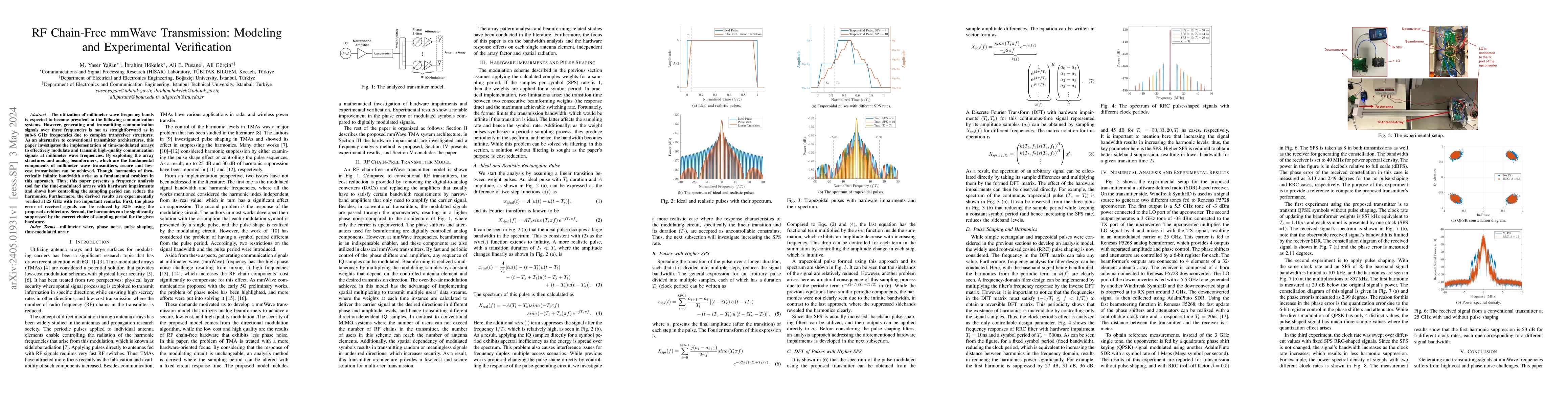 Thumbnail for RF Chain-Free mmWave Transmission: Modeling and Experimental
  Verification