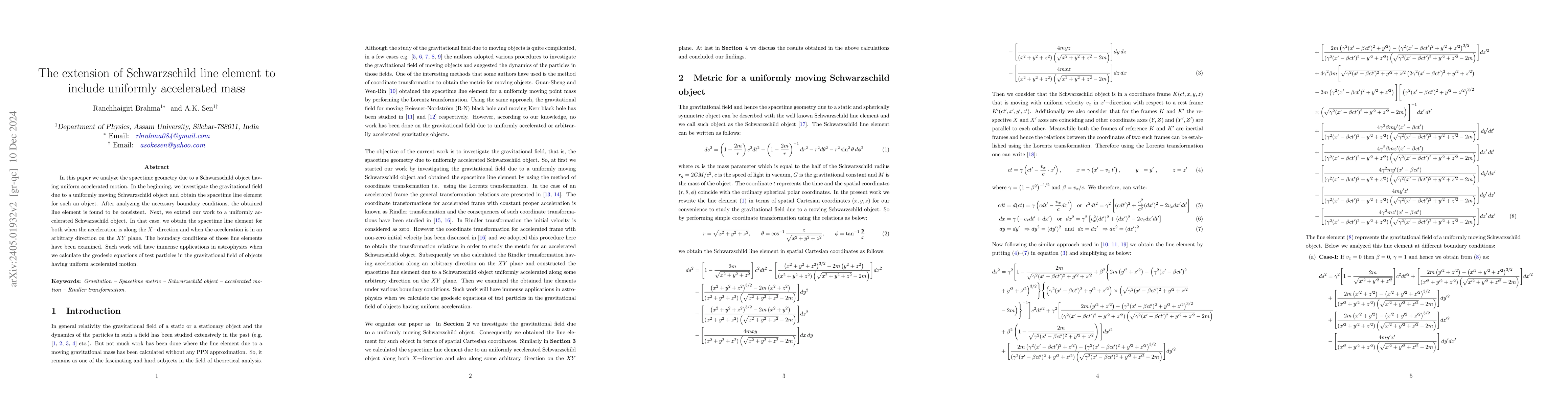 Thumbnail for Gravitational field due a moving Schwarzschild object