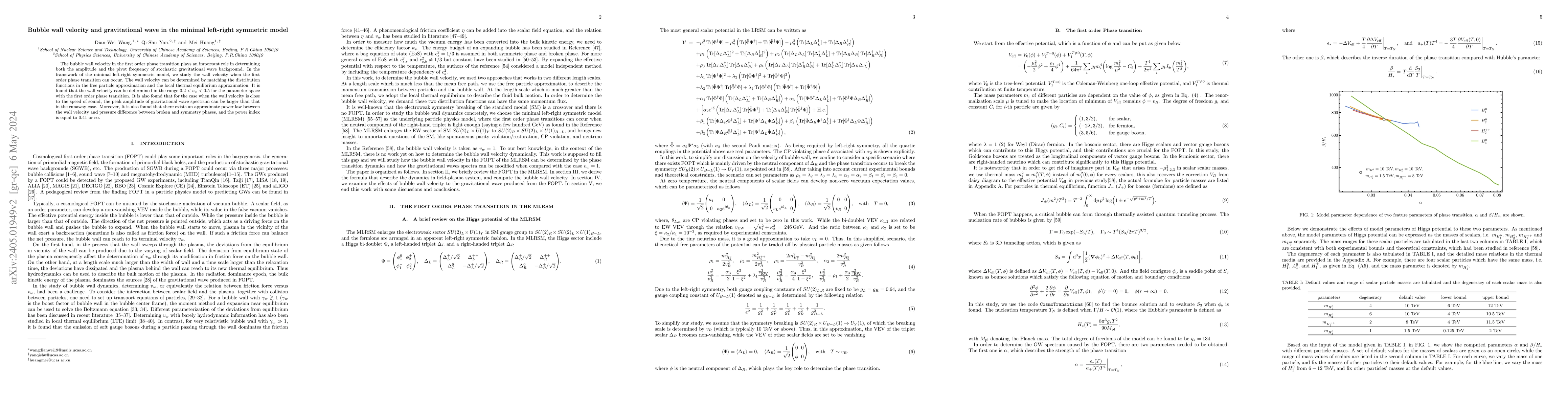 Thumbnail for Bubble wall velocity and gravitational wave in the minimal left-right
  symmetric model