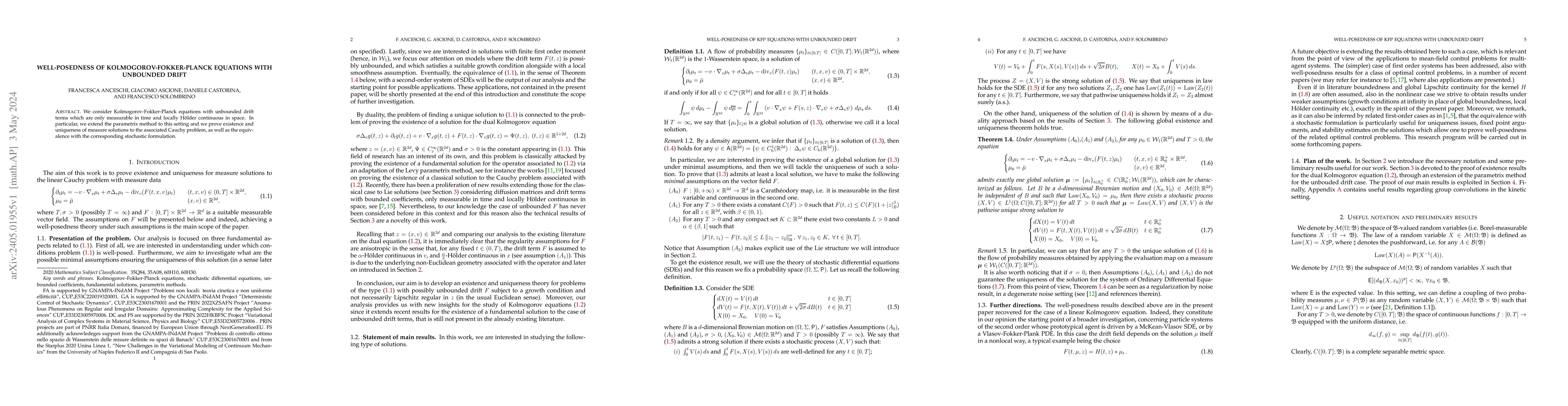 Thumbnail for Well-posedness of Kolmogorov-Fokker-Planck equations with unbounded
  drift