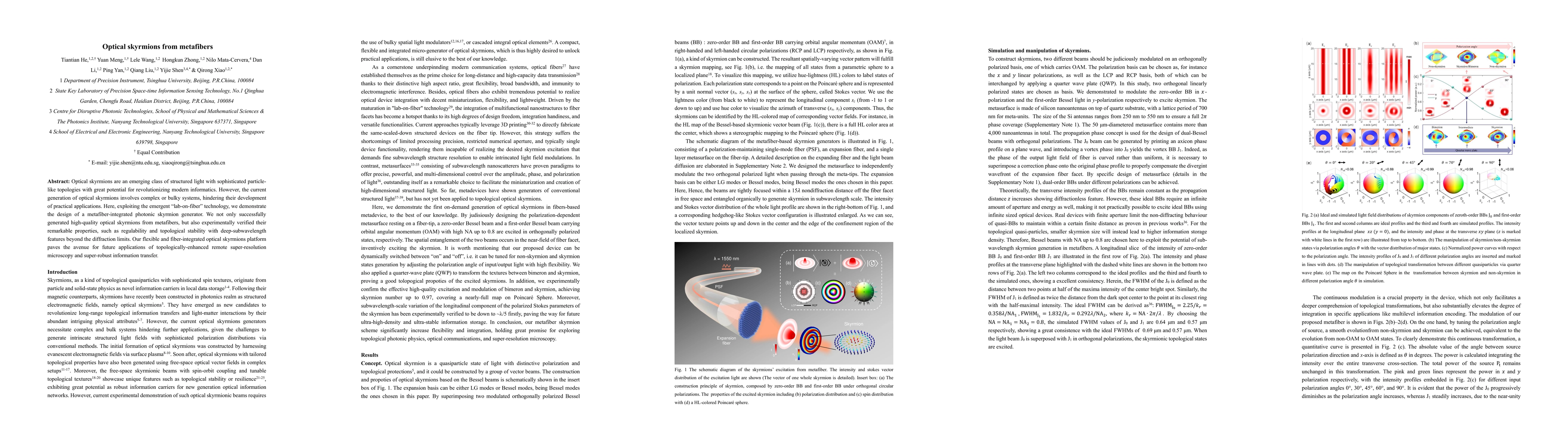Thumbnail for Optical skyrmions from metafibers