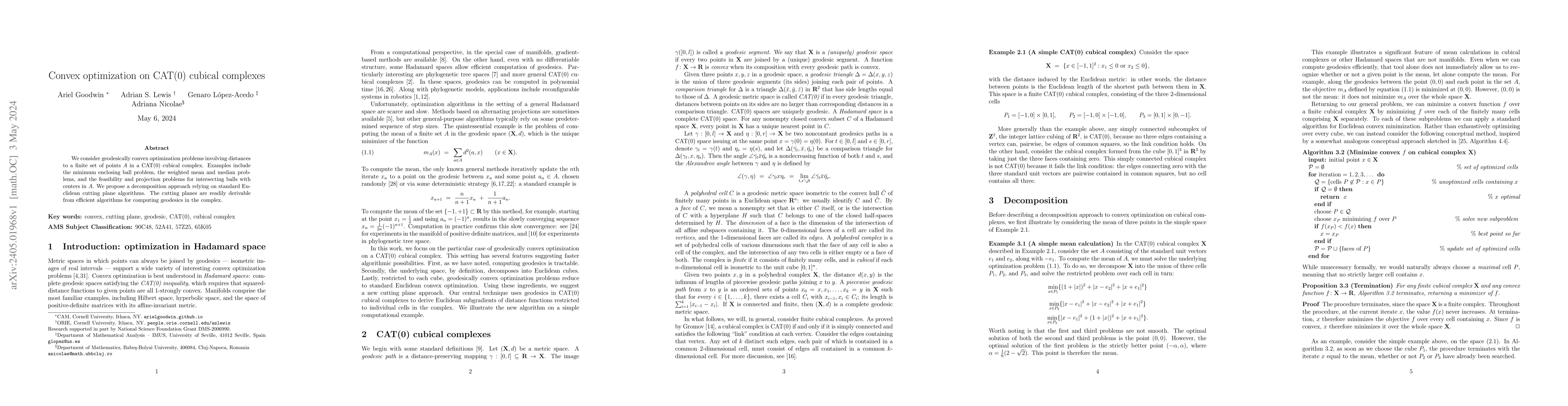 Thumbnail for Convex optimization on CAT(0) cubical complexes