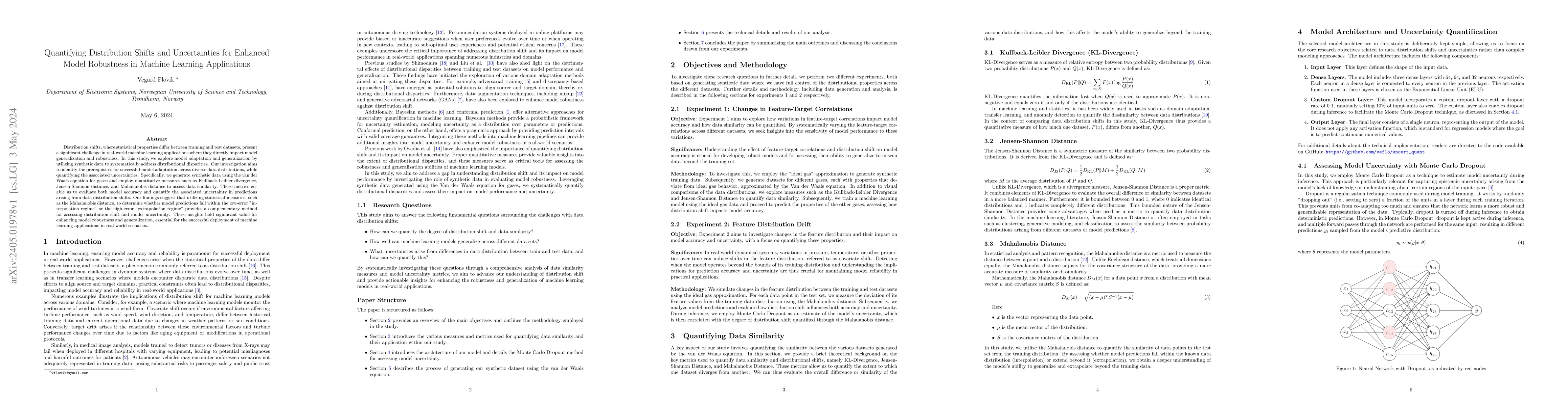 Thumbnail for Quantifying Distribution Shifts and Uncertainties for Enhanced Model
  Robustness in Machine Learning Applications