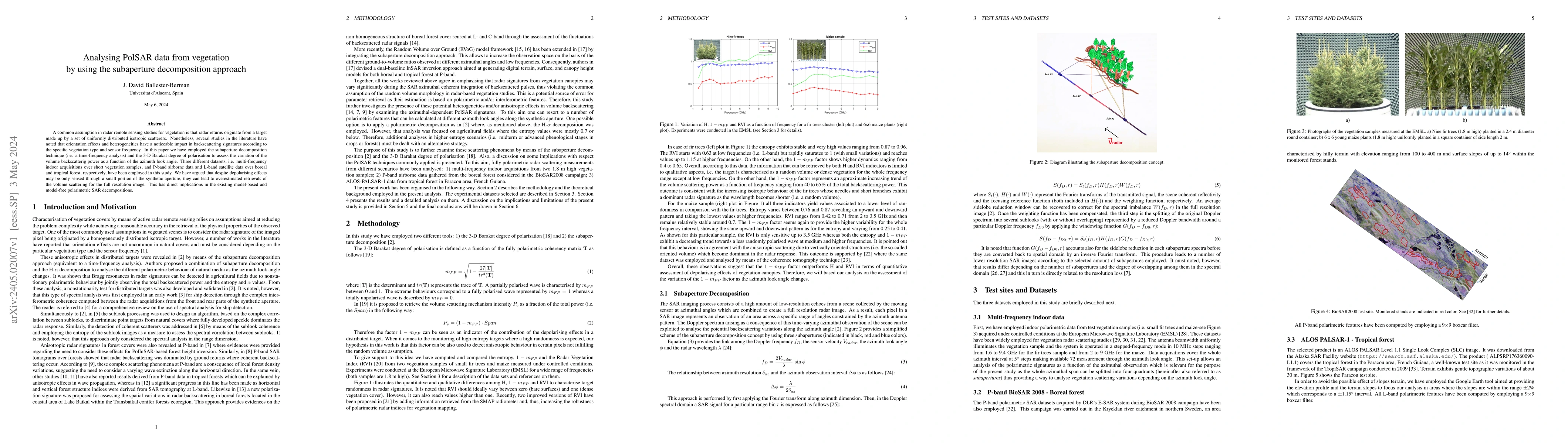 Thumbnail for Analysing PolSAR data from vegetation by using the subaperture
  decomposition approach