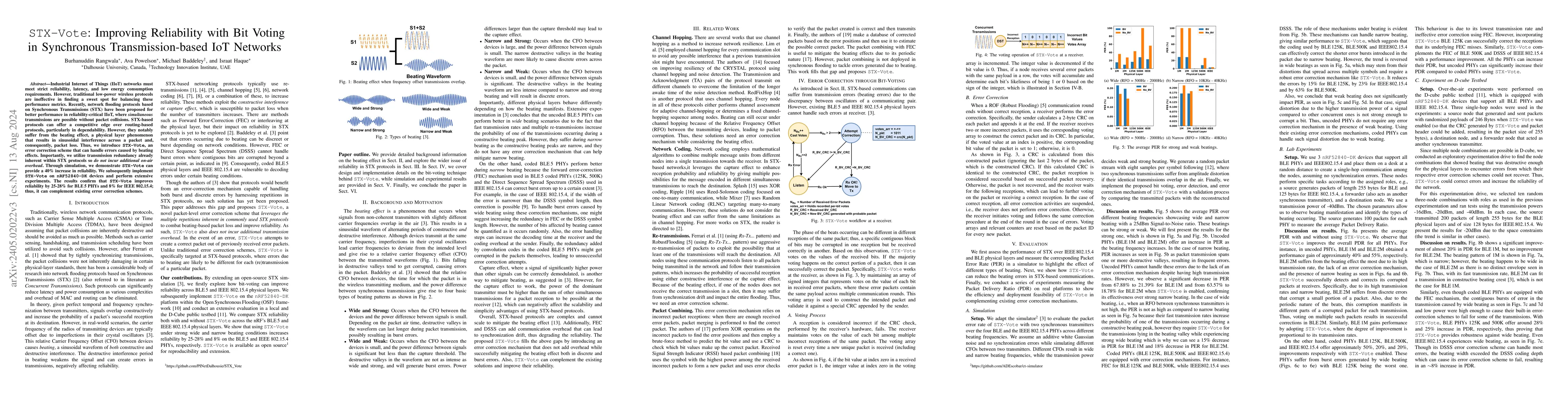 Thumbnail for STX-Vote: Improving Reliability with Bit Voting in Synchronous
  Transmission-based IoT Networks
