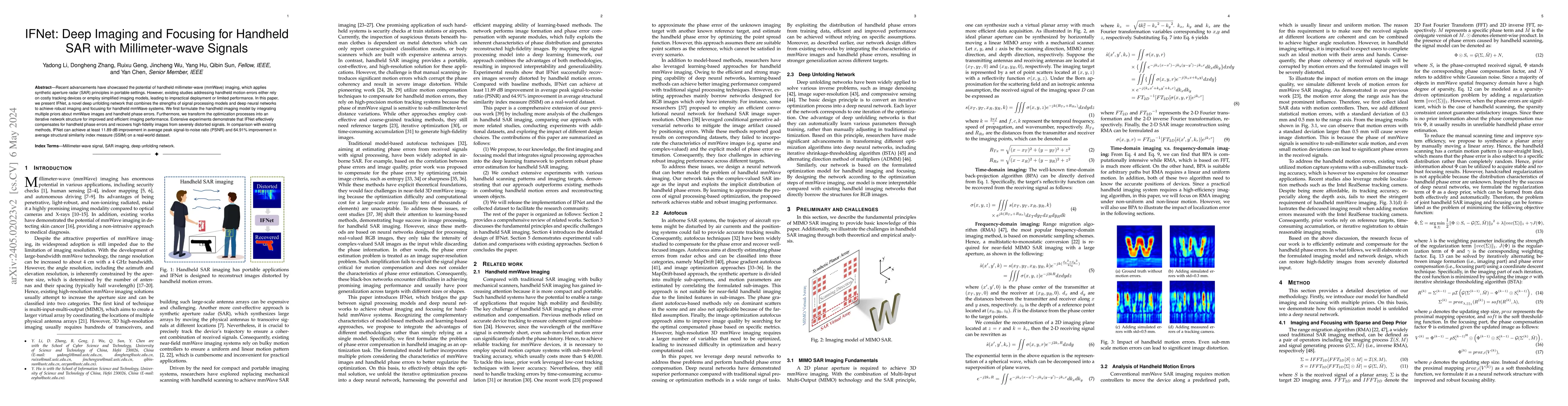 Thumbnail for IFNet: Deep Imaging and Focusing for Handheld SAR with Millimeter-wave
  Signals