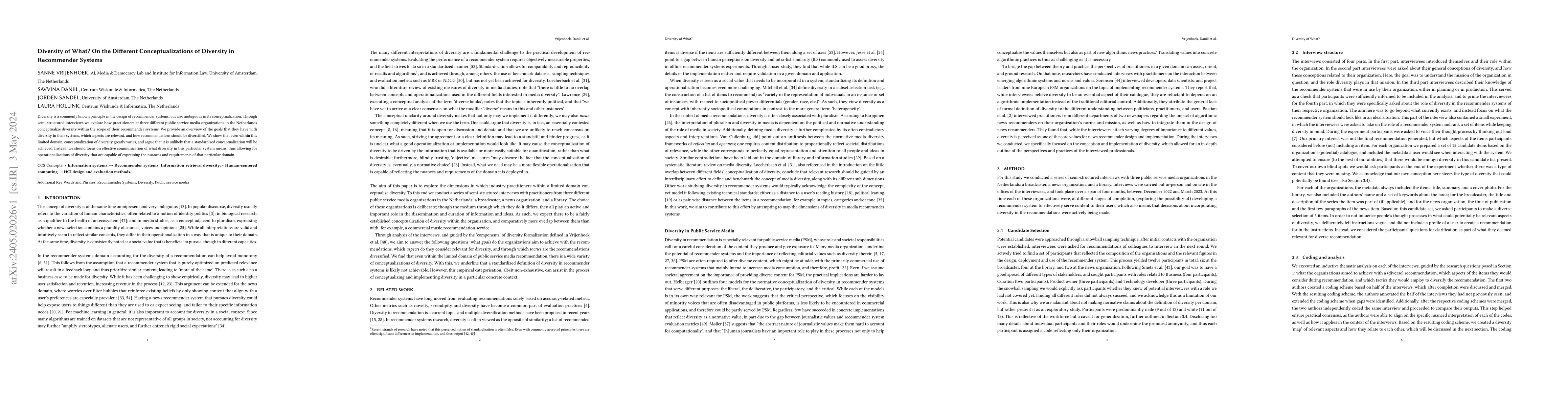 Thumbnail for Diversity of What? On the Different Conceptualizations of Diversity in
  Recommender Systems