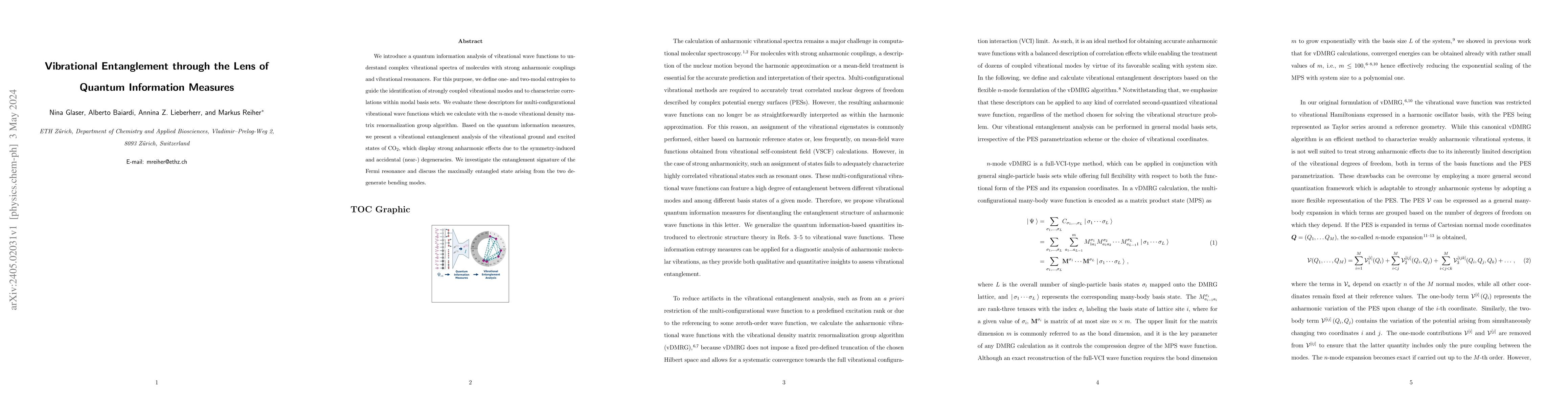 Thumbnail for Vibrational Entanglement through the Lens of Quantum Information
  Measures