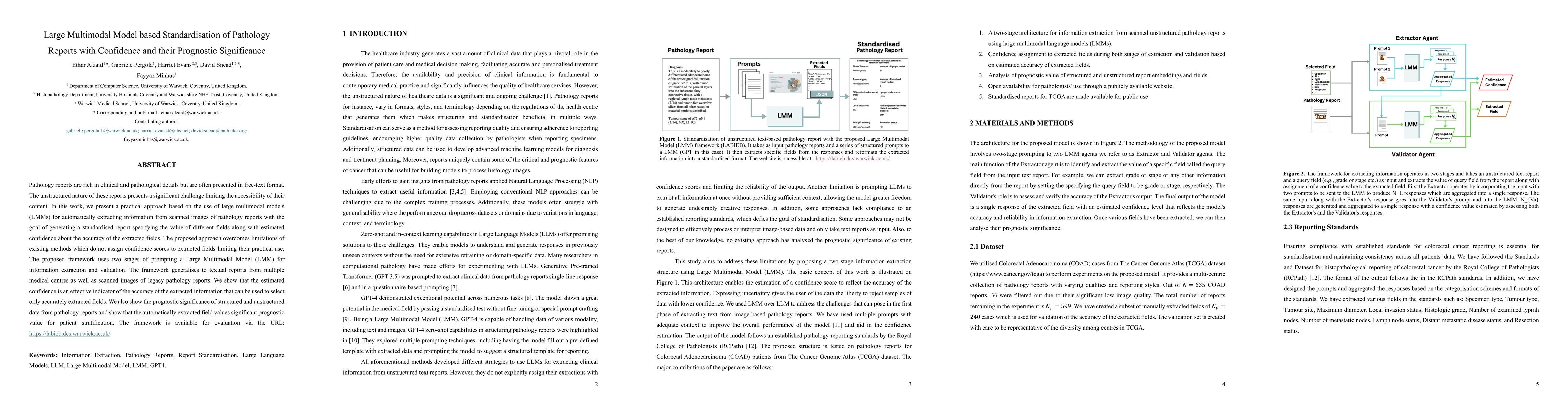 Thumbnail for Large Multimodal Model based Standardisation of Pathology Reports with
  Confidence and their Prognostic Significance