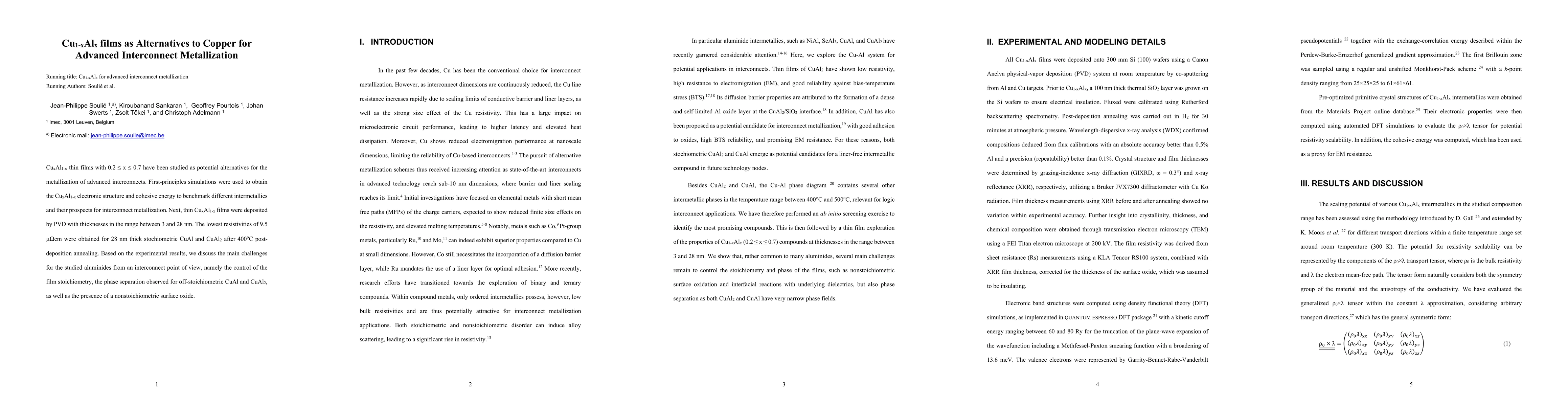 Thumbnail for Cu$_x$Al$_{1-x}$ films as Alternatives to Copper for Advanced
  Interconnect Metallization