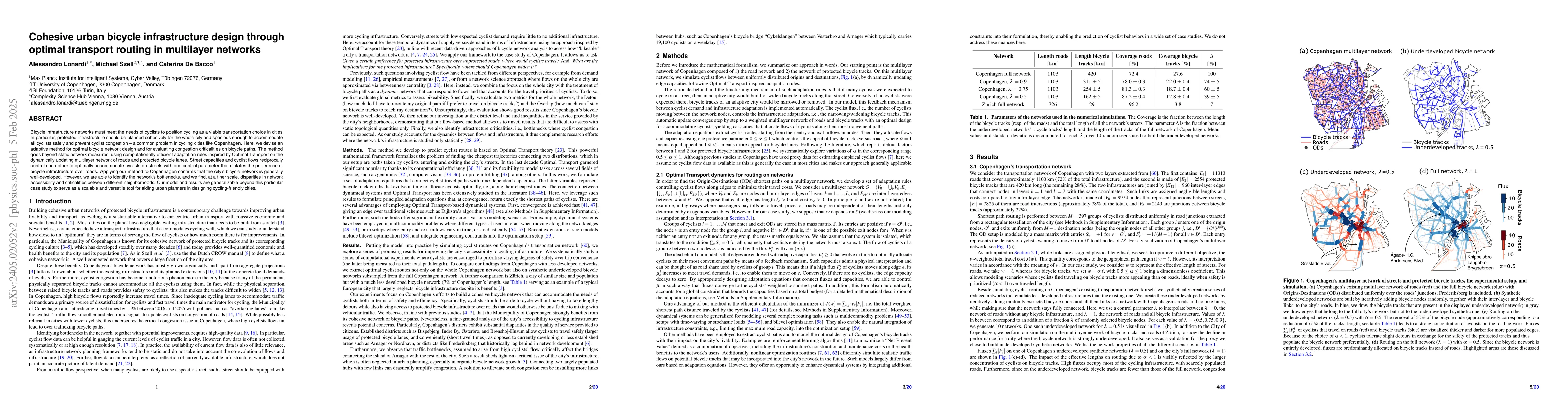 Thumbnail for Cohesive urban bicycle infrastructure design through optimal transport
  routing in multilayer networks