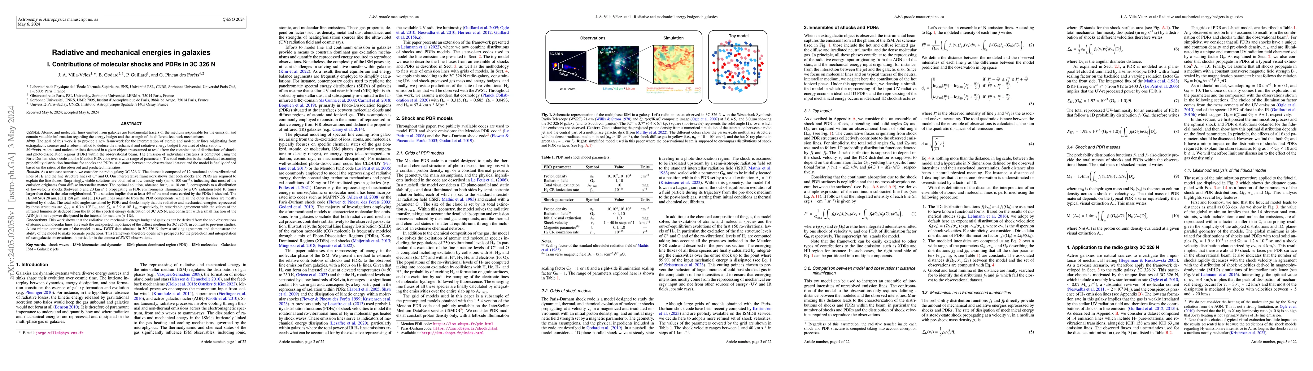 Thumbnail for Radiative and mechanical energies in galaxies I. Contributions of
  molecular shocks and PDRs in 3C 326 N