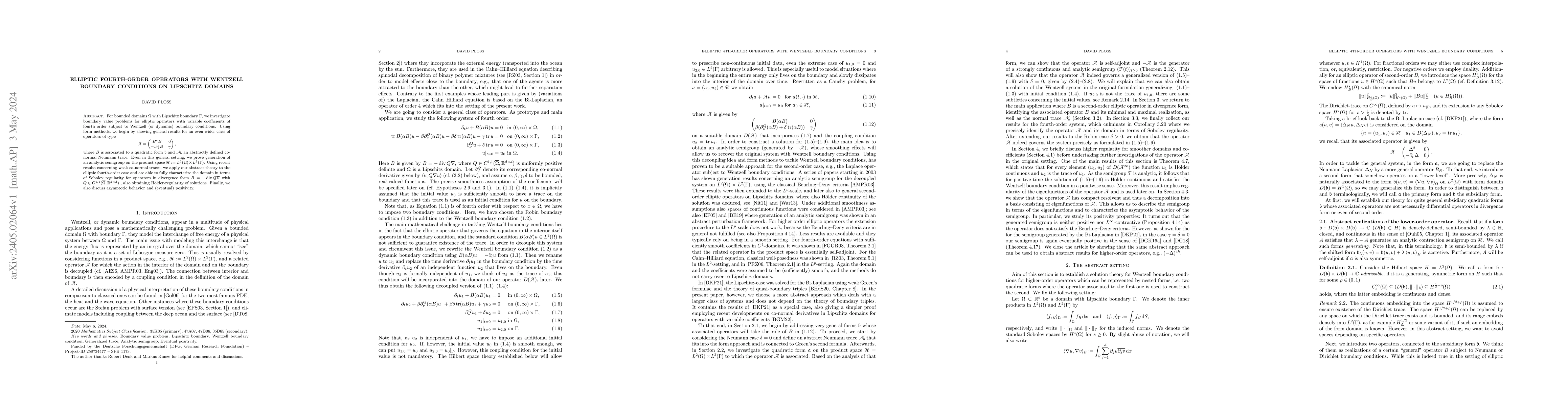 Thumbnail for Elliptic fourth-order operators with Wentzell boundary conditions on
  Lipschitz domains