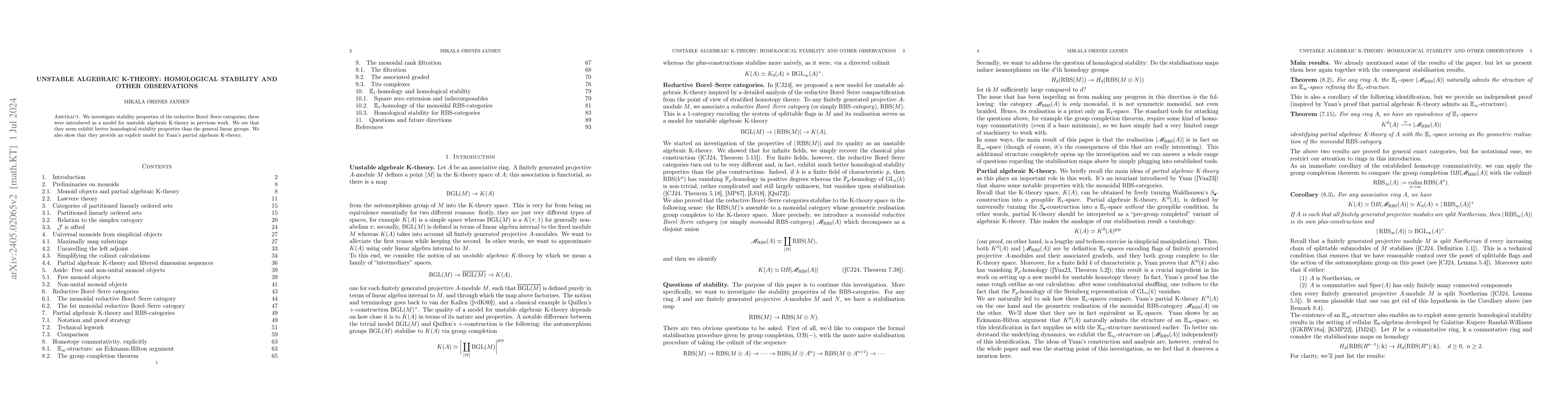 Thumbnail for Unstable algebraic K-theory: homological stability and other
  observations