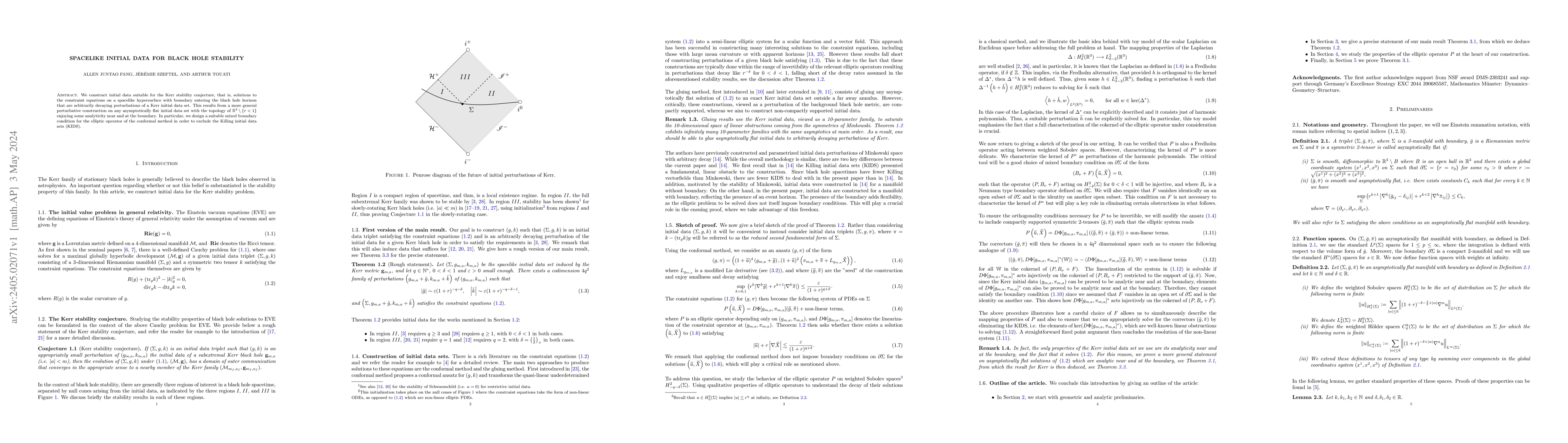 Thumbnail for Spacelike initial data for black hole stability