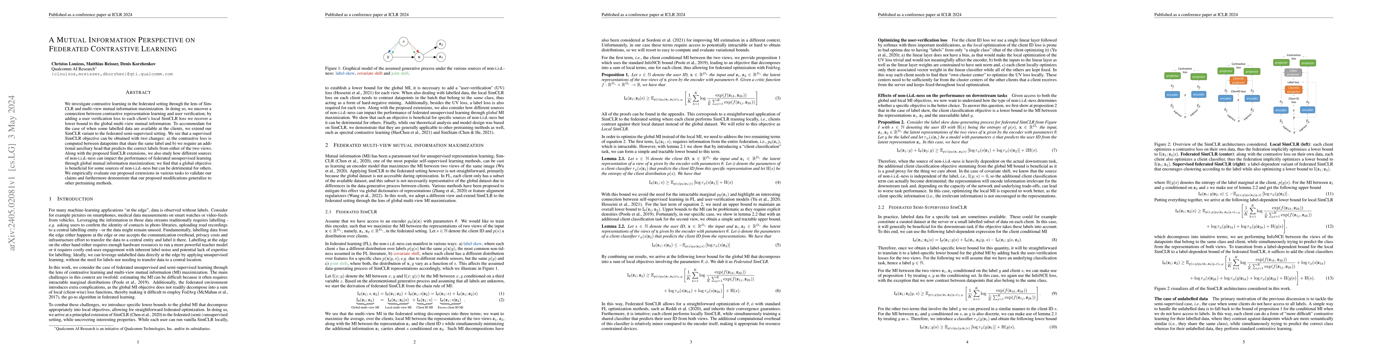 Thumbnail for A Mutual Information Perspective on Federated Contrastive Learning