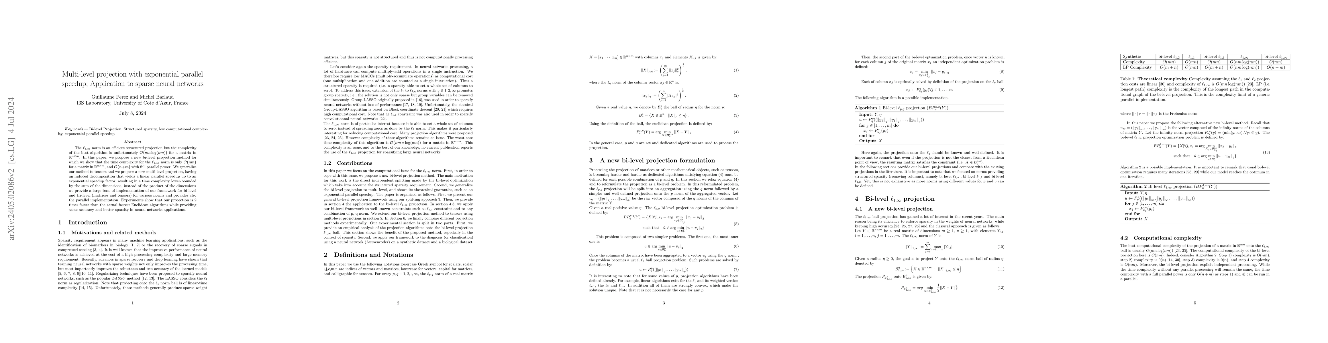 Thumbnail for Multi-level projection with exponential parallel speedup; Application to
  sparse auto-encoders neural networks