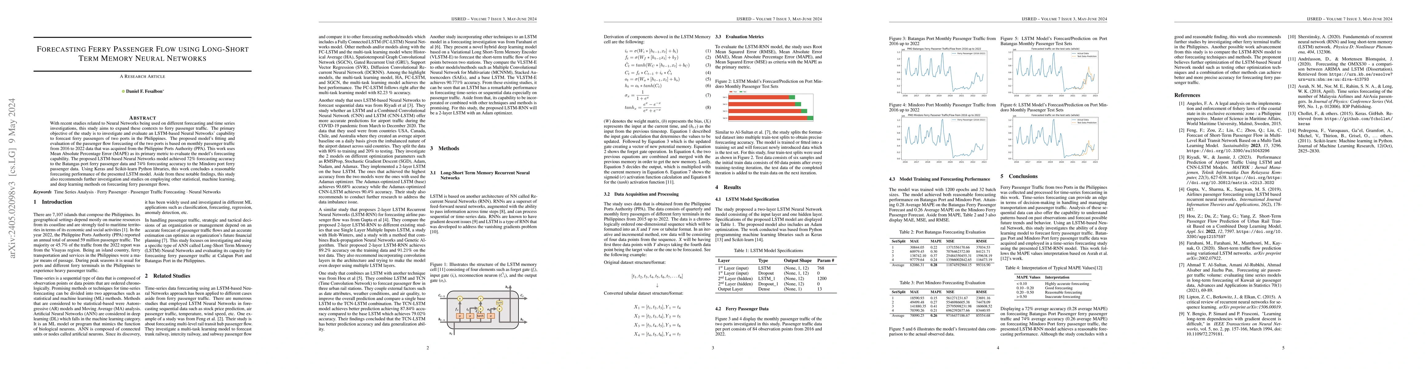 Thumbnail for Forecasting Ferry Passenger Flow Using Long-Short Term Memory Neural
  Networks