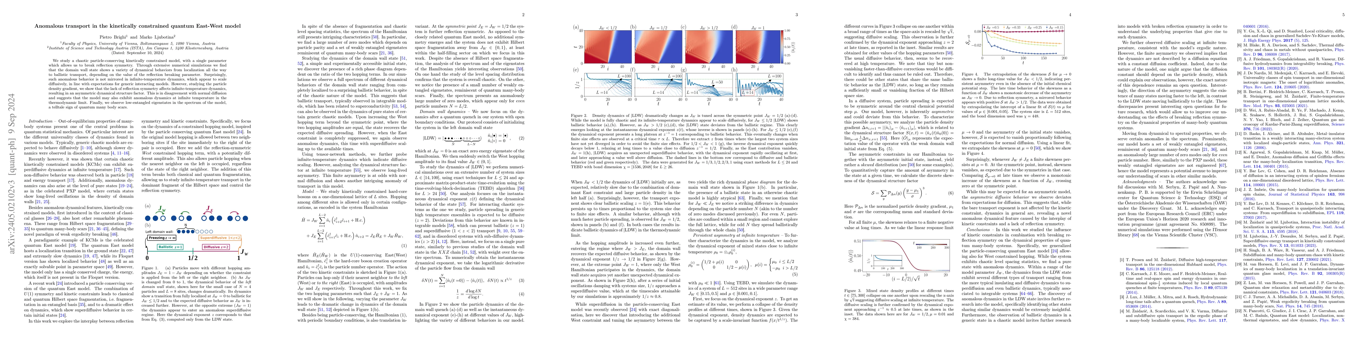 Thumbnail for Anomalous transport in the quantum East-West kinetically constrained
  model