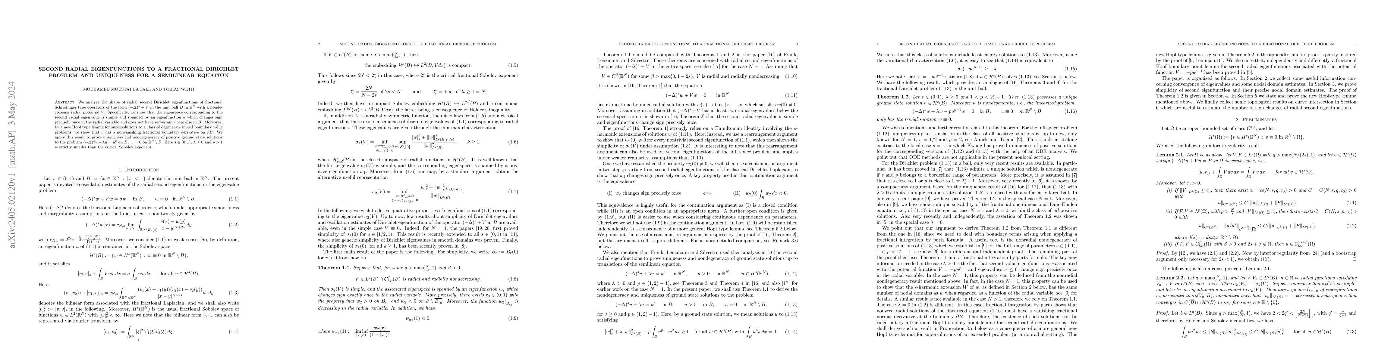 Thumbnail for Second radial eigenfunctions to a fractional Dirichlet problem and
  uniqueness for a semilinear equation