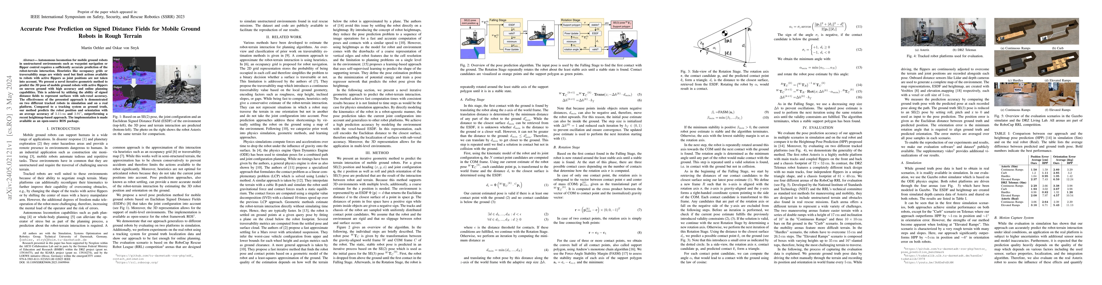 Thumbnail for Accurate Pose Prediction on Signed Distance Fields for Mobile Ground
  Robots in Rough Terrain