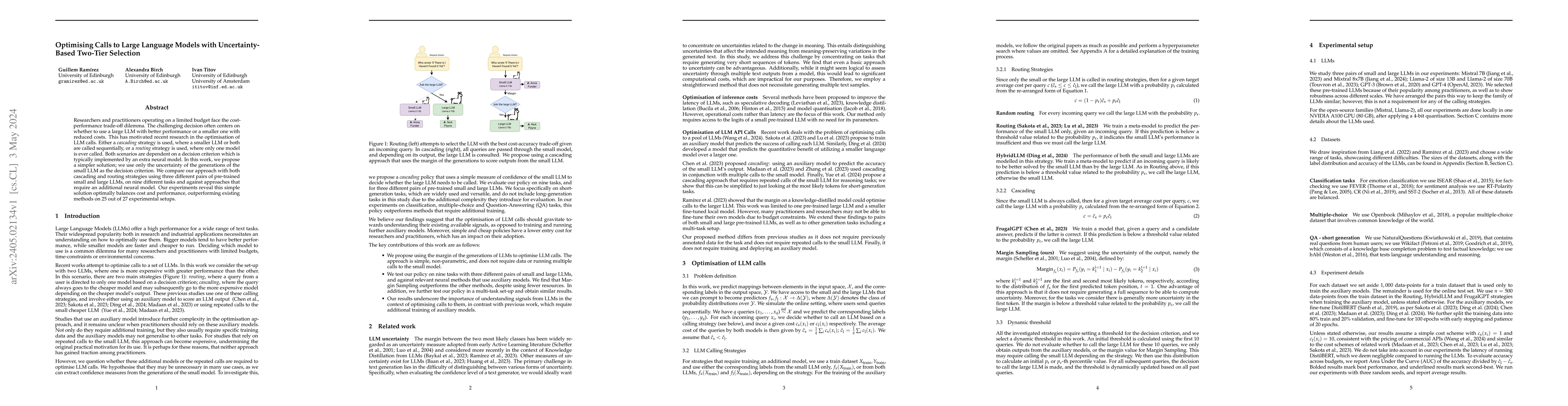 Thumbnail for Optimising Calls to Large Language Models with Uncertainty-Based
  Two-Tier Selection