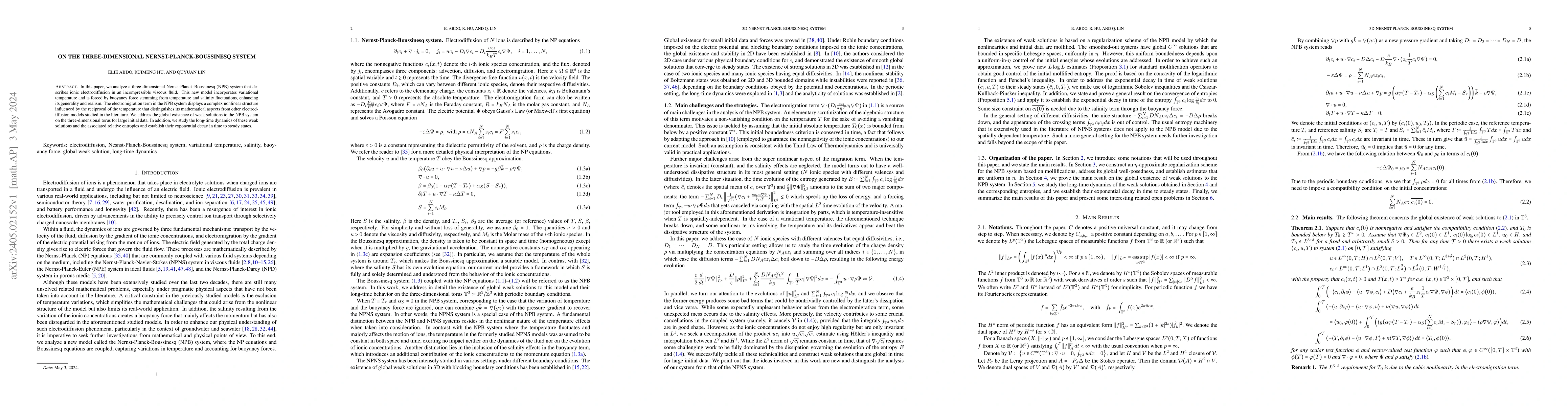 Thumbnail for On the Three-dimensional Nernst-Planck-Boussinesq System