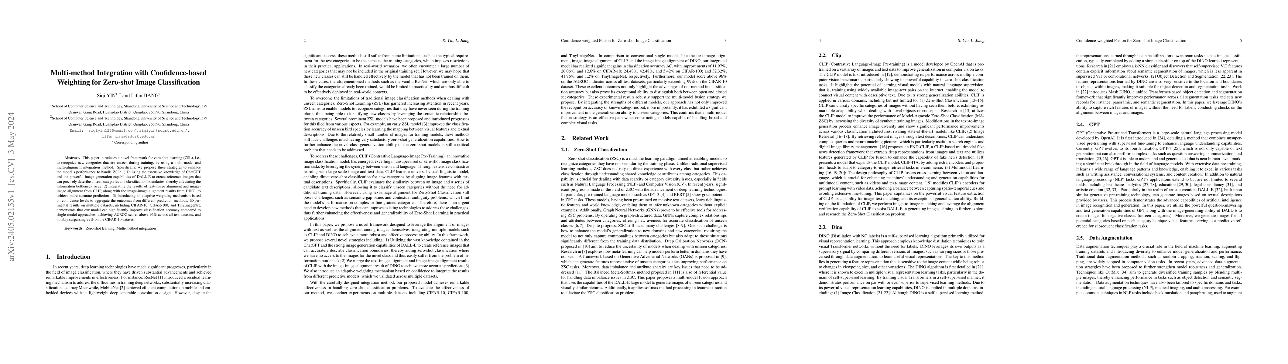 Thumbnail for Multi-method Integration with Confidence-based Weighting for Zero-shot
  Image Classification