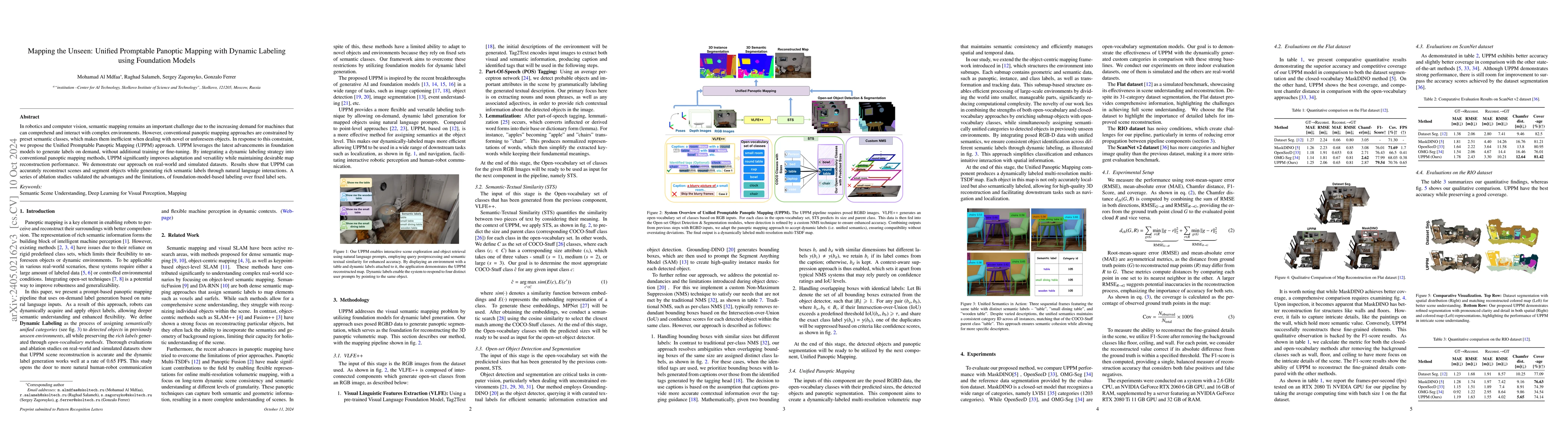 Thumbnail for Mapping the Unseen: Unified Promptable Panoptic Mapping with Dynamic
  Labeling using Foundation Models