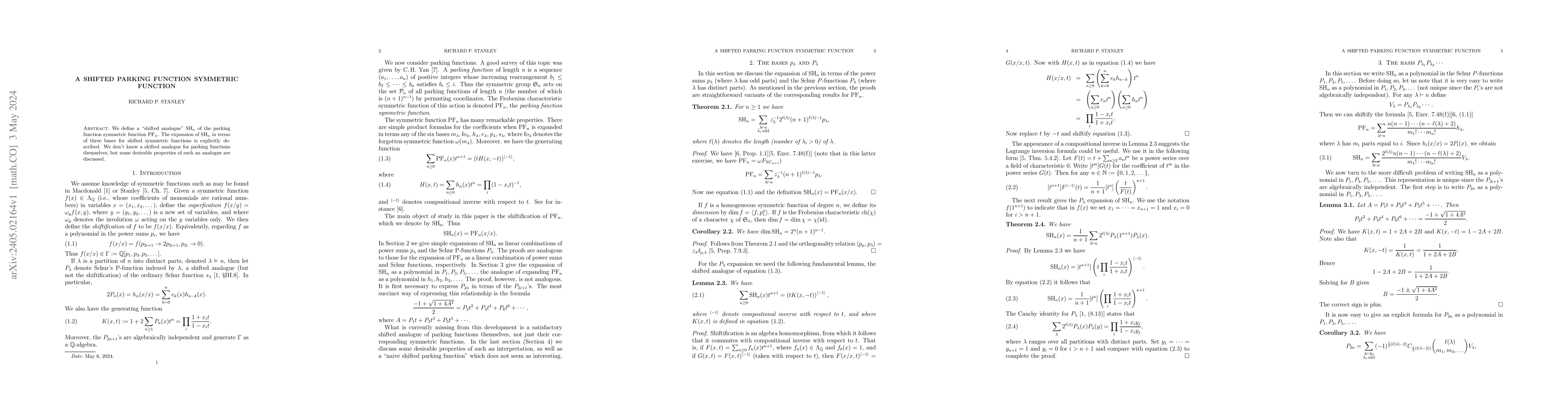 Thumbnail for A Shifted Parking Function Symmetric Function