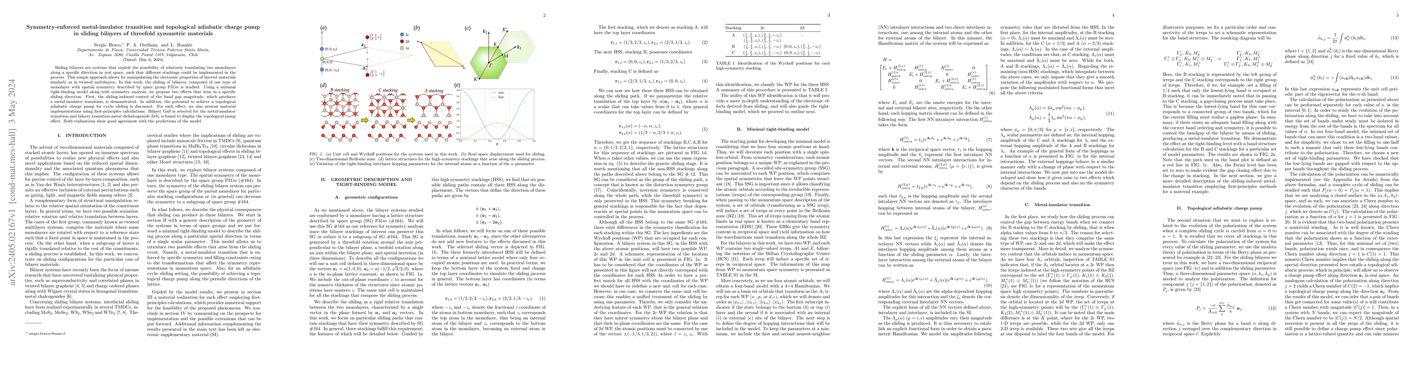 Thumbnail for Symmetry-enforced metal-insulator transition and topological adiabatic
  charge pump in sliding bilayers of threefold symmetric materials