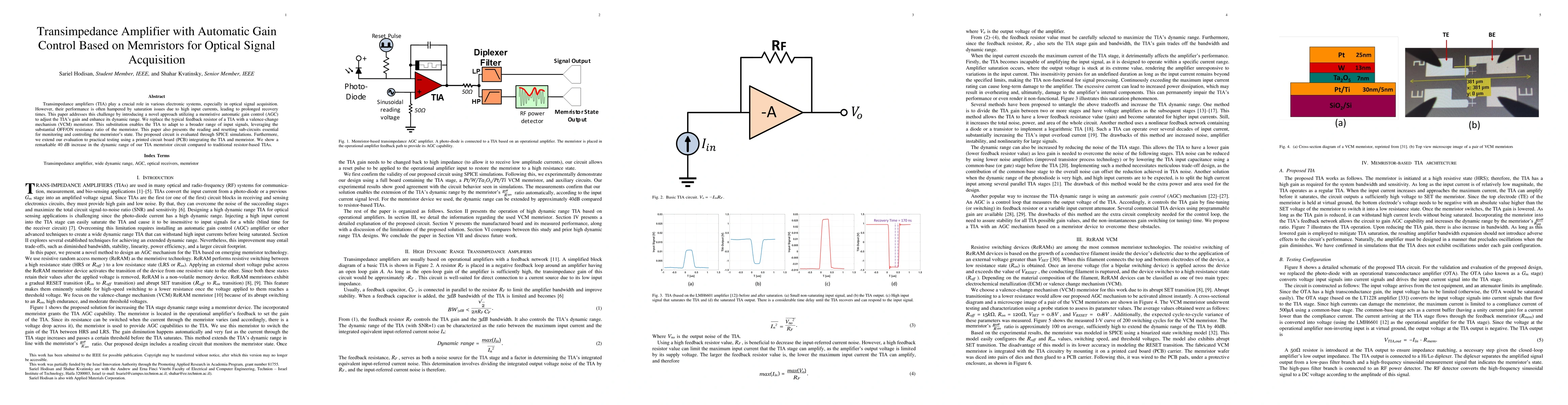 Thumbnail for Transimpedance Amplifier with Automatic Gain Control Based on Memristors
  for Optical Signal Acquisition