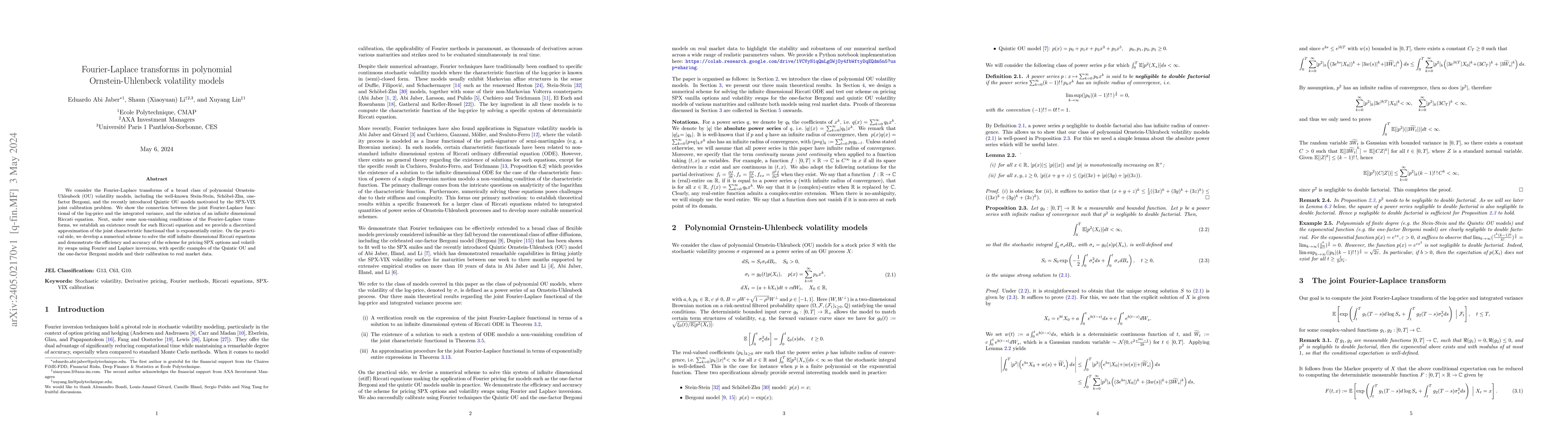 Thumbnail for Fourier-Laplace transforms in polynomial Ornstein-Uhlenbeck volatility
  models